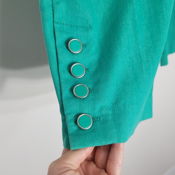 Larry Levine Women's Teal Blue Mid-Rise Chopped Capri Pants With Pockets Size 10 - Picture 6 of 14